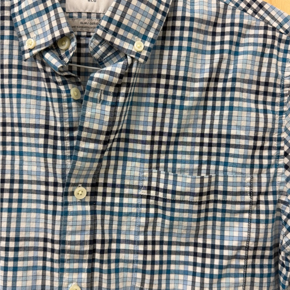 Goodfellow & Co Blue and White Gingham Button-Down Shirt